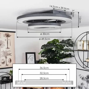 hofstein Plafonnier Kolo LED Gris, Blanc, 1 lumière, Télécommandes* Lampes Modernes