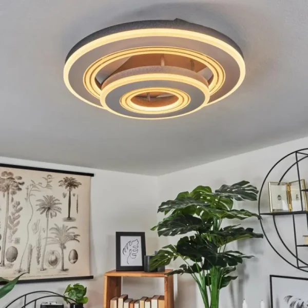 hofstein Plafonnier Kolo LED Gris, Blanc, 1 lumière, Télécommandes* Lampes Modernes
