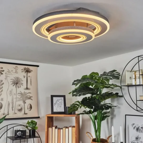 hofstein Plafonnier Kolo LED Gris, Blanc, 1 lumière, Télécommandes* Lampes Modernes