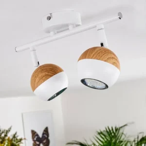 hofstein Plafonnier Kotaoa LED Bois clair, Blanc, 2 lumières* Lampes Modernes