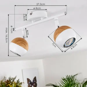 hofstein Plafonnier Kotaoa LED Bois clair, Blanc, 2 lumières* Lampes Modernes