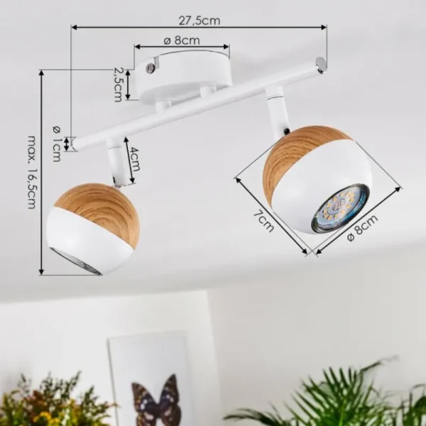 hofstein Plafonnier Kotaoa LED Bois clair, Blanc, 2 lumières* Lampes Modernes