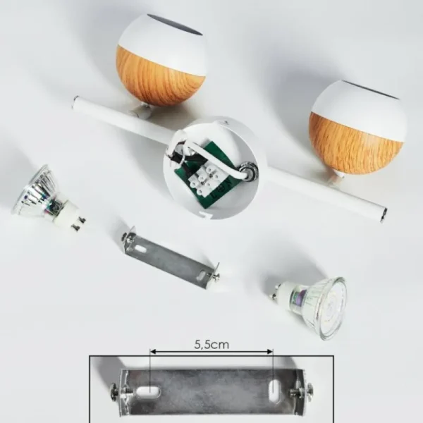 hofstein Plafonnier Kotaoa LED Bois clair, Blanc, 2 lumières* Lampes Modernes