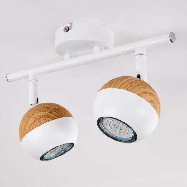 hofstein Plafonnier Kotaoa LED Bois clair, Blanc, 2 lumières* Lampes Modernes