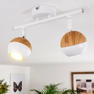 hofstein Plafonnier Kotaoa LED Bois clair, Blanc, 2 lumières* Lampes Modernes