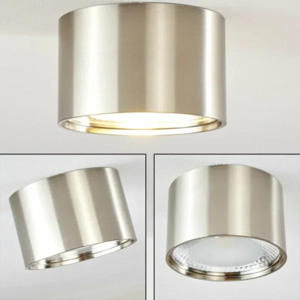 hofstein Plafonnier Kristallo LED Nickel mat, 1 lumière* Lampes En Verre
