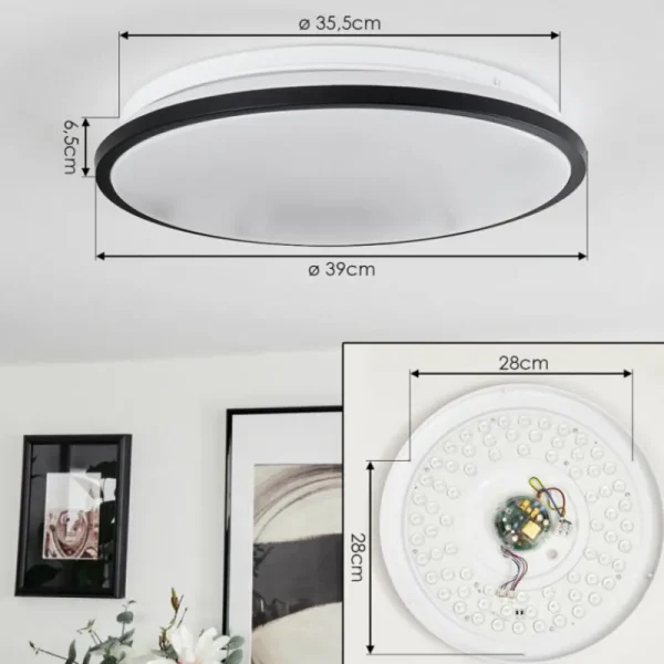 hofstein Plafonnier Kroch LED Blanc, 1 lumière, Télécommandes, Changeur de couleurs* Lampes Modernes