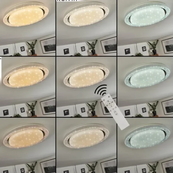 hofstein Plafonnier Laganadi LED Chrome, 1 lumière, Télécommandes, Changeur de couleurs* Lampes Modernes
