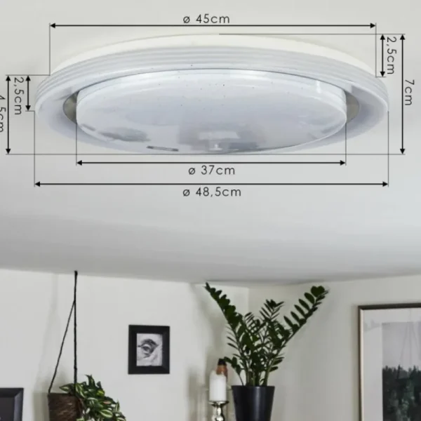hofstein Plafonnier Laganadi LED Chrome, 1 lumière, Télécommandes, Changeur de couleurs* Lampes Modernes