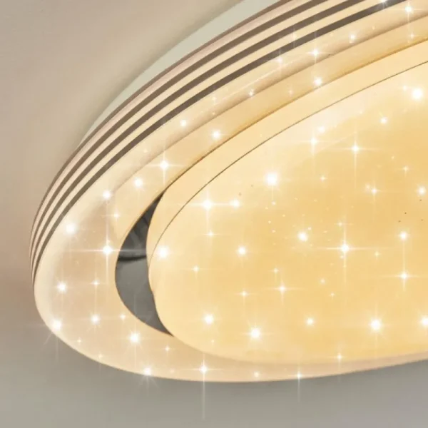hofstein Plafonnier Laganadi LED Chrome, 1 lumière, Télécommandes, Changeur de couleurs* Lampes Modernes