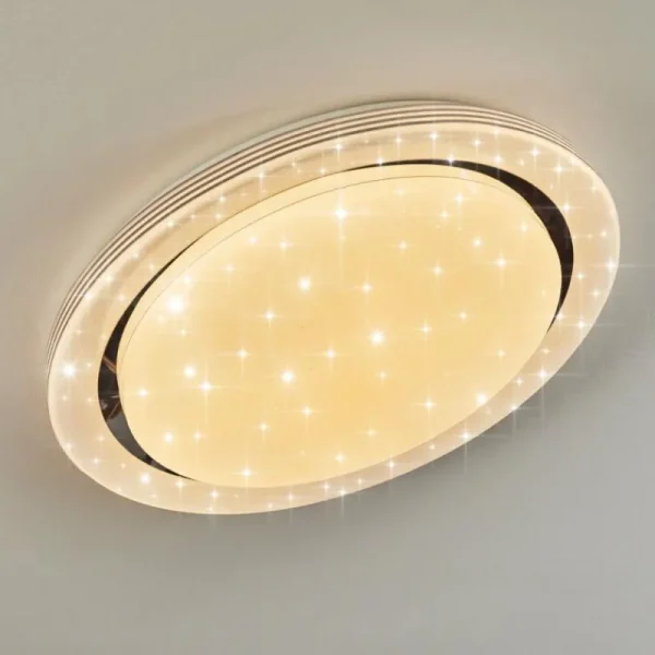 hofstein Plafonnier Laganadi LED Chrome, 1 lumière, Télécommandes, Changeur de couleurs* Lampes Modernes