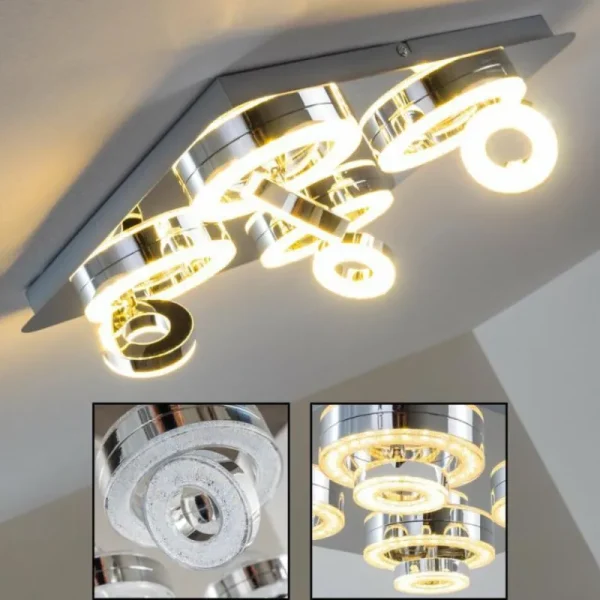 hofstein Plafonnier Lakeshore LED Chrome, 8 lumières* Lampes Modernes
