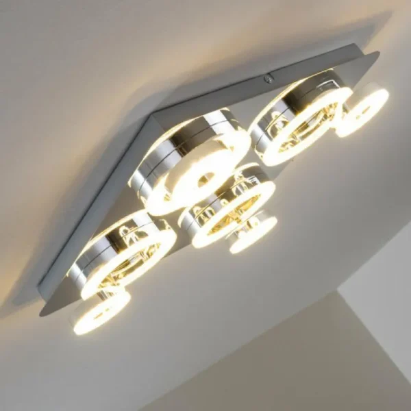 hofstein Plafonnier Lakeshore LED Chrome, 8 lumières* Lampes Modernes