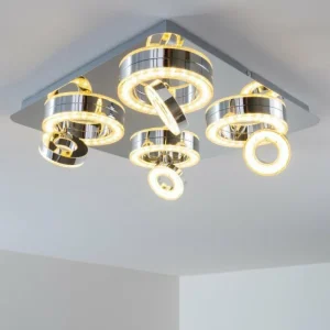 hofstein Plafonnier Lakeshore LED Chrome, 8 lumières* Lampes Modernes