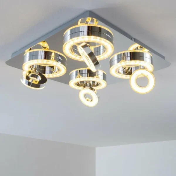hofstein Plafonnier Lakeshore LED Chrome, 8 lumières* Lampes Modernes