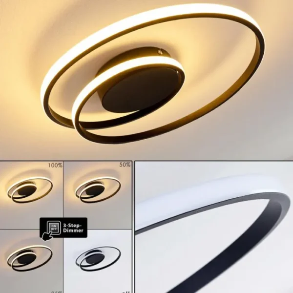 hofstein Plafonnier Leksund LED Noir, 1 lumière* Lampes Modernes