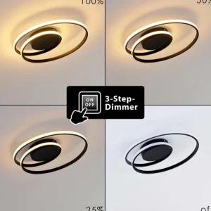 hofstein Plafonnier Leksund LED Noir, 1 lumière* Lampes Modernes