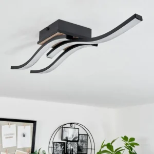hofstein Plafonnier Letala LED Couleur bois, 3 lumières* Lampes Modernes