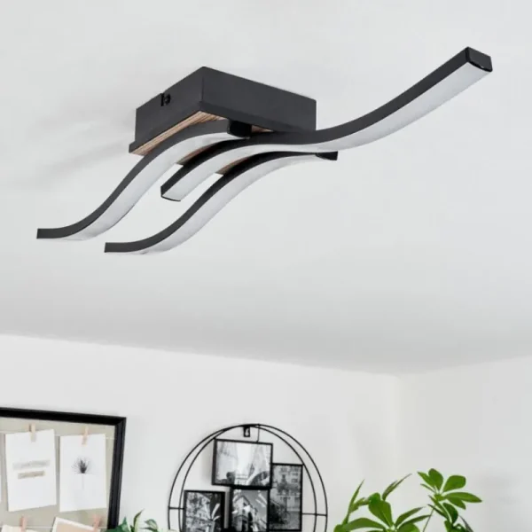 hofstein Plafonnier Letala LED Couleur bois, 3 lumières* Lampes Modernes
