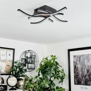 hofstein Plafonnier Letala LED Couleur bois, 4 lumières* Lampes Modernes