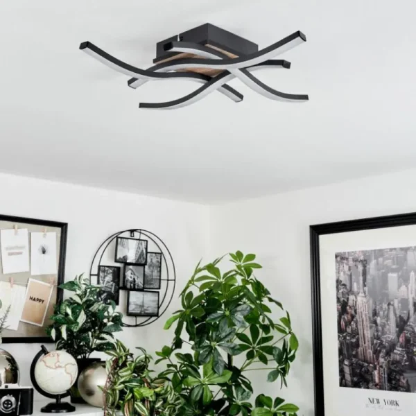 hofstein Plafonnier Letala LED Couleur bois, 4 lumières* Lampes Modernes