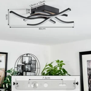hofstein Plafonnier Letala LED Couleur bois, 4 lumières* Lampes Modernes