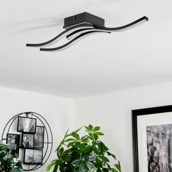 hofstein Plafonnier Letala LED Couleur bois, 3 lumières* Lampes Modernes