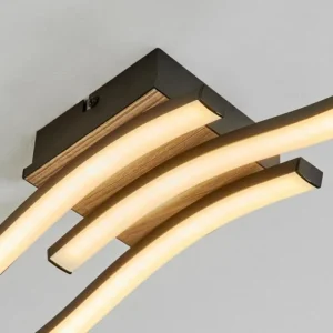 hofstein Plafonnier Letala LED Couleur bois, 3 lumières* Lampes Modernes