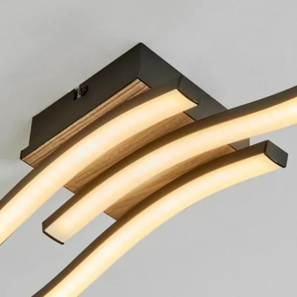 hofstein Plafonnier Letala LED Couleur bois, 3 lumières* Lampes Modernes