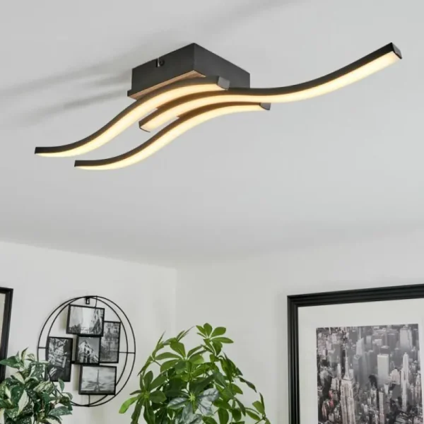 hofstein Plafonnier Letala LED Couleur bois, 3 lumières* Lampes Modernes