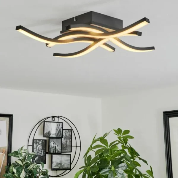 hofstein Plafonnier Letala LED Couleur bois, 4 lumières* Lampes Modernes