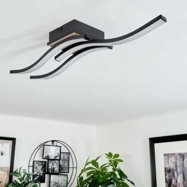 hofstein Plafonnier Letala LED Couleur bois, 3 lumières* Lampes Modernes