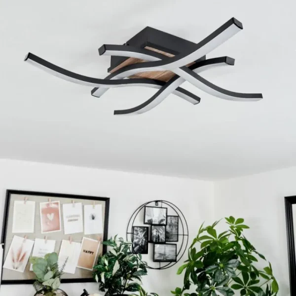 hofstein Plafonnier Letala LED Couleur bois, 4 lumières* Lampes Modernes