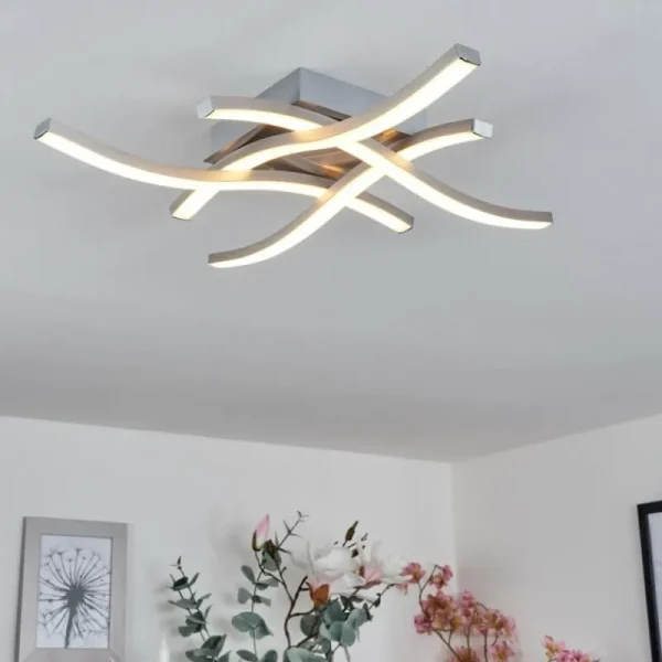 hofstein Plafonnier Letala LED Nickel mat, 4 lumières* Lampes Modernes