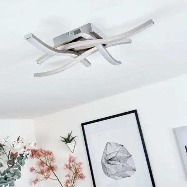 hofstein Plafonnier Letala LED Nickel mat, 4 lumières* Lampes Modernes