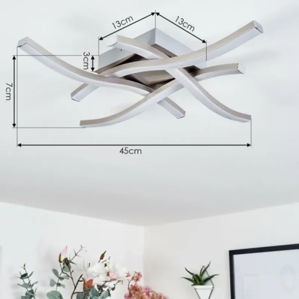 hofstein Plafonnier Letala LED Nickel mat, 4 lumières* Lampes Modernes
