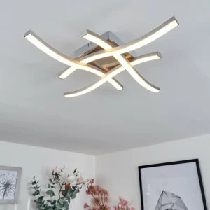 hofstein Plafonnier Letala LED Nickel mat, 4 lumières* Lampes Modernes