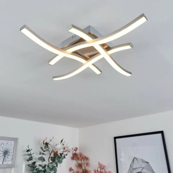 hofstein Plafonnier Letala LED Nickel mat, 4 lumières* Lampes Modernes