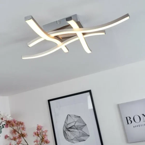 hofstein Plafonnier Letala LED Nickel mat, 4 lumières* Lampes Modernes