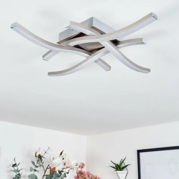 hofstein Plafonnier Letala LED Nickel mat, 4 lumières* Lampes Modernes