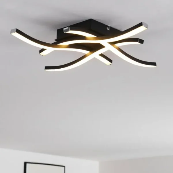 hofstein Plafonnier Letala LED Noir, 4 lumières* Lampes Modernes