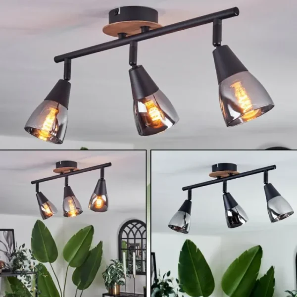 hofstein Plafonnier Leteque Écru, Noir, 3 lumières* Lampes Modernes