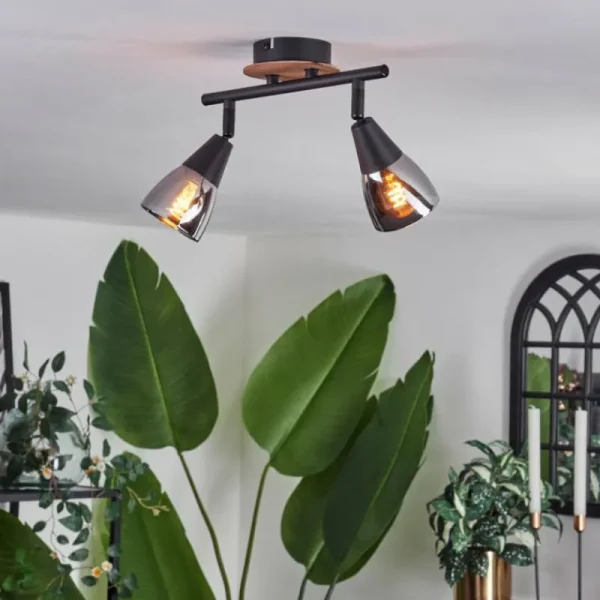 hofstein Plafonnier Leteque Écru, Noir, 2 lumières* Lampes Modernes