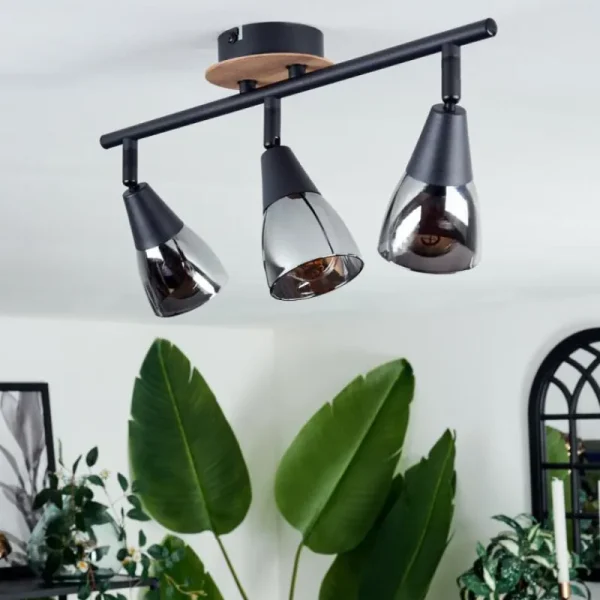 hofstein Plafonnier Leteque Écru, Noir, 3 lumières* Lampes Modernes
