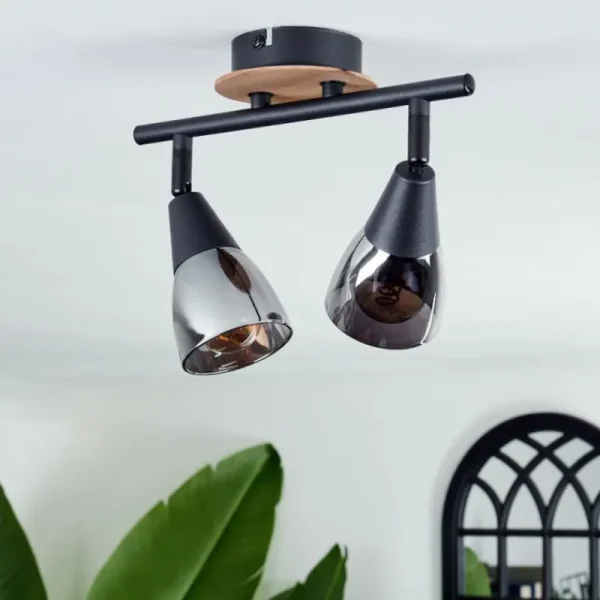 hofstein Plafonnier Leteque Écru, Noir, 2 lumières* Lampes Modernes