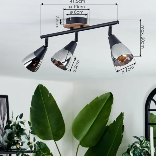 hofstein Plafonnier Leteque Écru, Noir, 3 lumières* Lampes Modernes