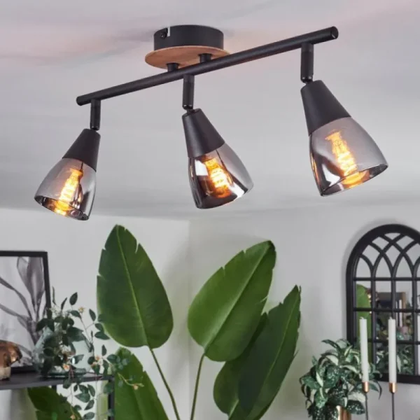 hofstein Plafonnier Leteque Écru, Noir, 3 lumières* Lampes Modernes