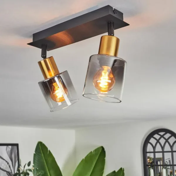 hofstein Plafonnier Leteque Noir, 2 lumières* Lampes Modernes