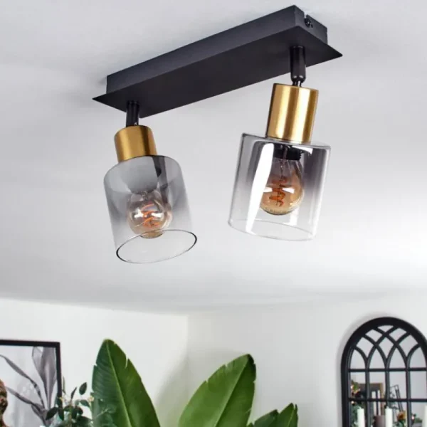hofstein Plafonnier Leteque Noir, 2 lumières* Lampes Modernes