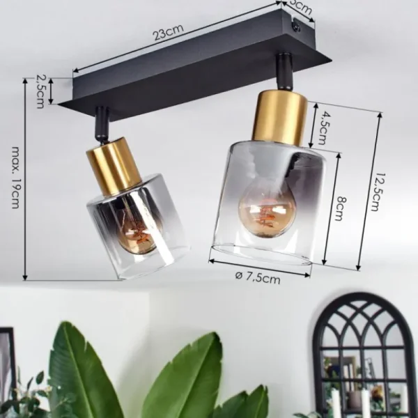 hofstein Plafonnier Leteque Noir, 2 lumières* Lampes Modernes